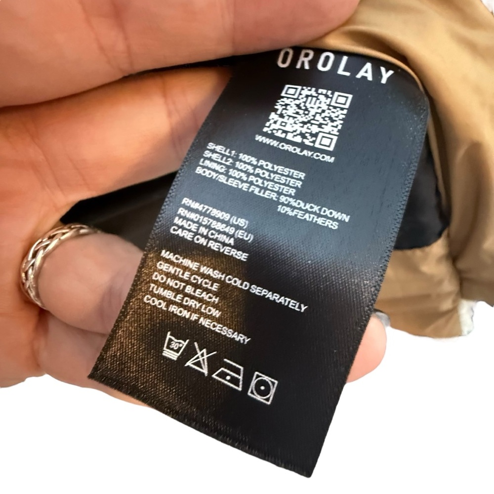 Orolay 092 O-Lab Fuzzy Fleece Puffer Down Jacket • Khaki Sherpa • Size Small - Picture 8 of 16